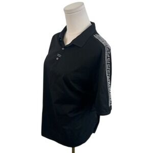 Barabas Black Shirt Greek Crystal‎ Key Trim Short Sleeve Cotton Blend Size 2XL